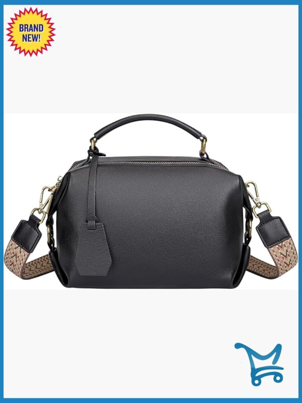 Genuine Leather Crossbody Bag with Top Handle, Large Capacity Satchel Purse